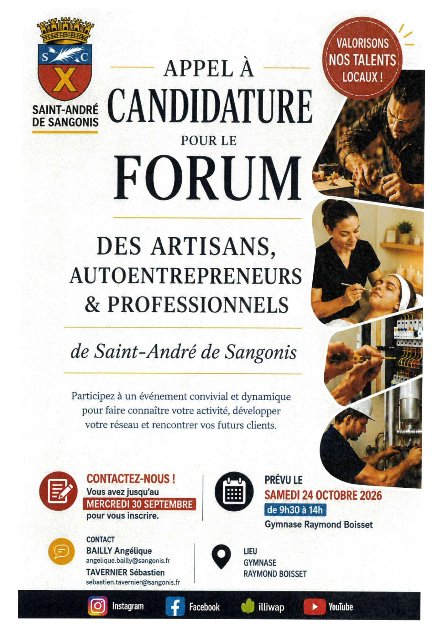 Appel à candidature pour le forum des artisans, autoentrepreneurs et professionnels